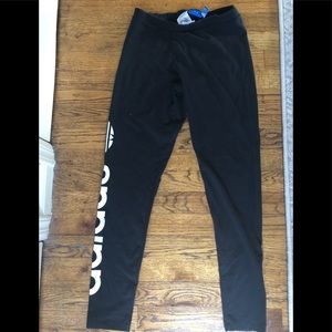 2PR ADIDAS BLK LOGO COTTON LEGGINGS SZ M